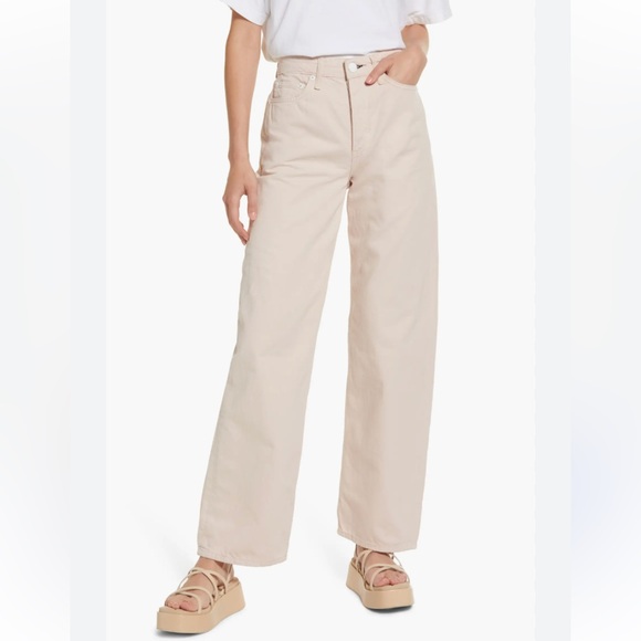 rag & bone Denim - Rag & Bone New York Blush Pink Mid-Rise Wide Leg Button Fly Jeans- size 28.